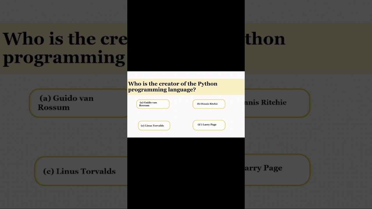 Who is the creator of python programming Language?#computermcqs#csmcqs#computersciencemcqs#phython