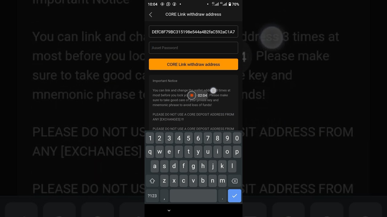 How to link withdraw address in the satoshi app | core mining update | core | core mainet update