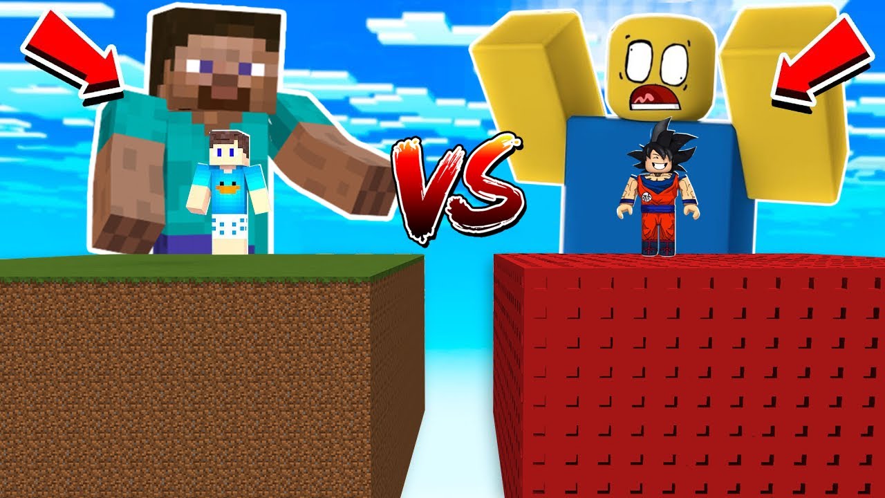 MINECRAFT VS ROBLOX: DESAFIO DO CUBO DE LUCKY BLOCK NO MINECRAFT!