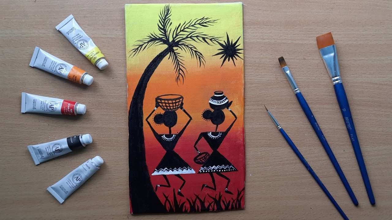 Warli Painting For Beginners Tutorial  | Warli Art Scenery |
