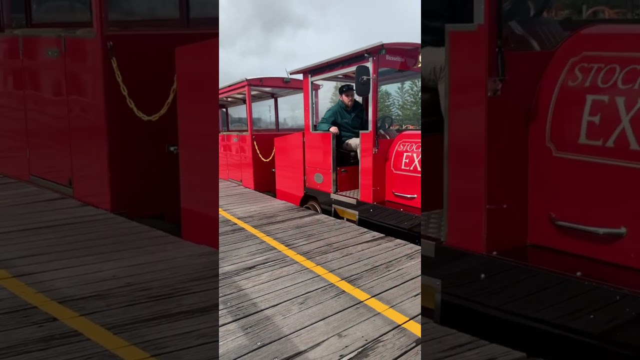 Super slow scenic Busselton jetty train, on the longest timber jetty in the Southern Hemisphere