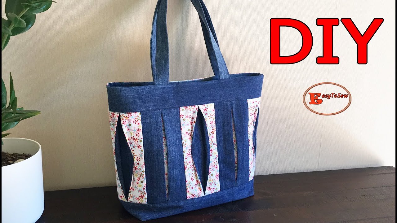 DIY UNIQUE PATCHWORK ZIPPER TOTE BAG SEWING TUTORIAL