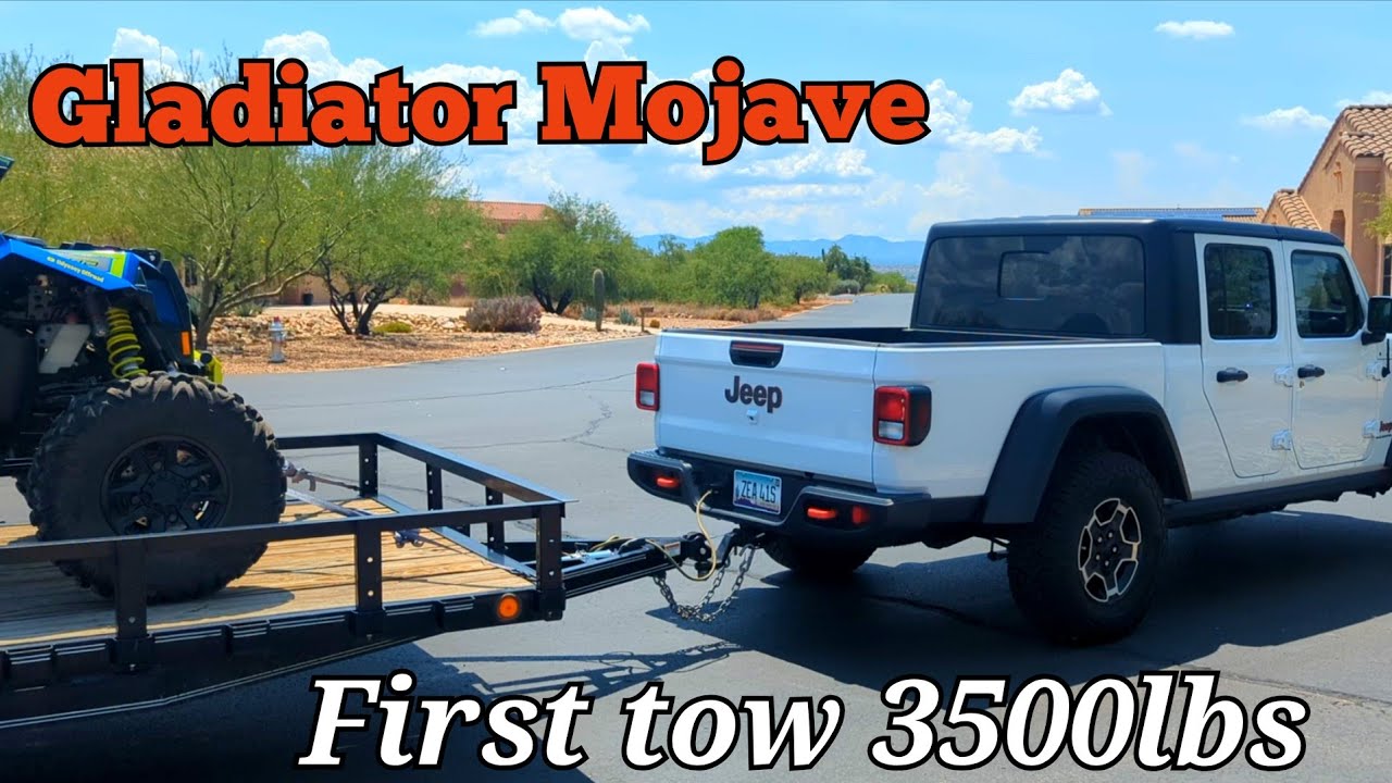 Jeep Gladiator Mojave towing test with atv's and trailer 3500lbs with mpg results