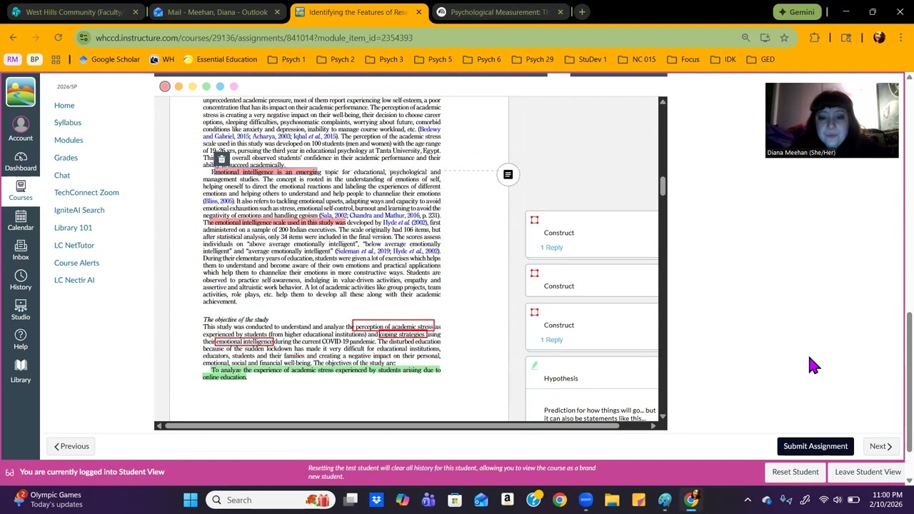 Identifying parts of a research article