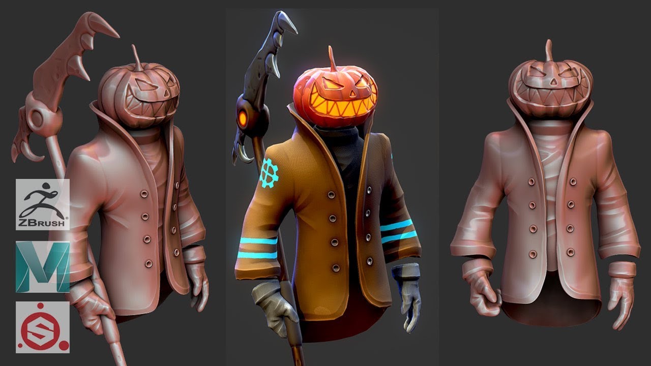 Zbrush 2019, Maya 2019, Substance Painter - Stylized Pumpkin Character
