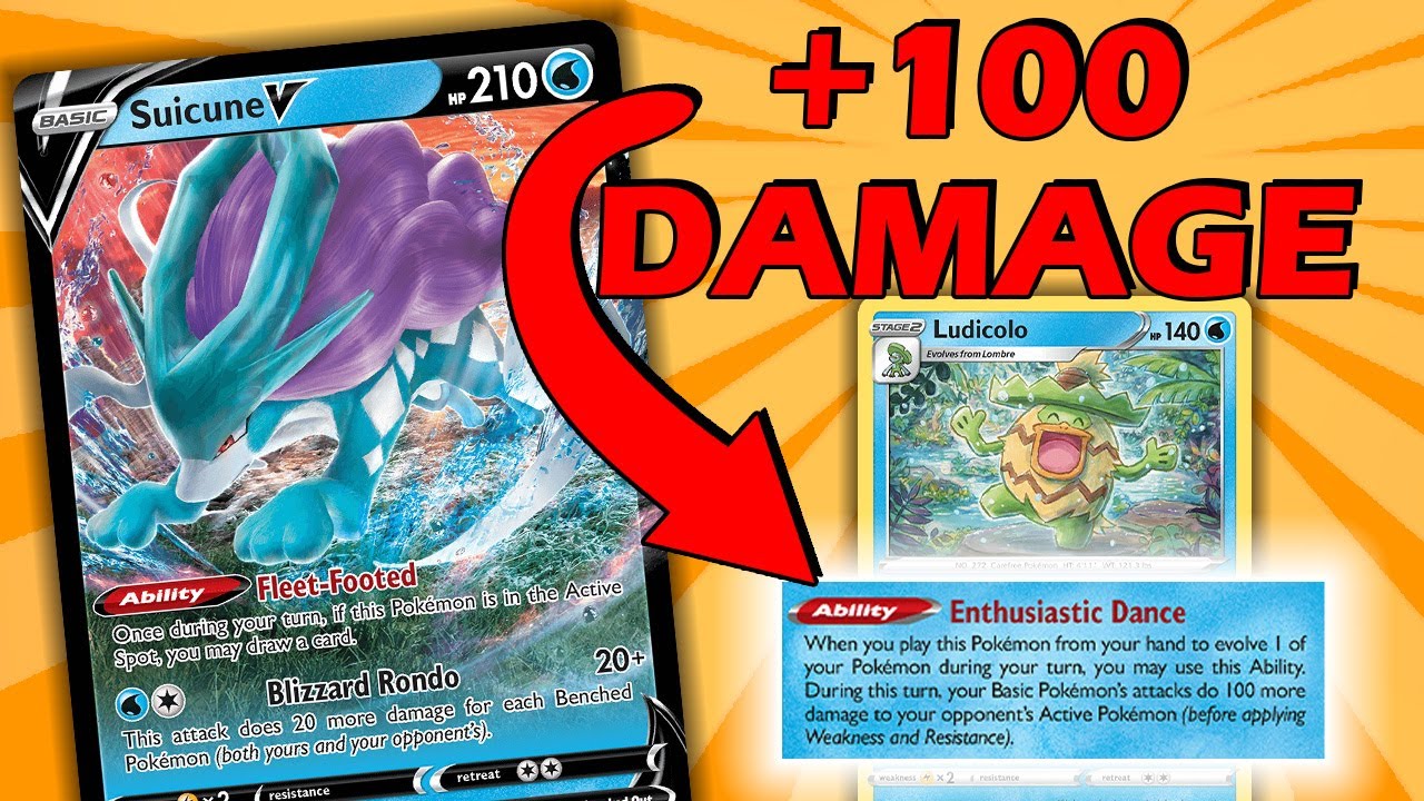 Suicune V Gets +100 Damage When Partying With Ludicolo! | Pokemon TCG Gameplay