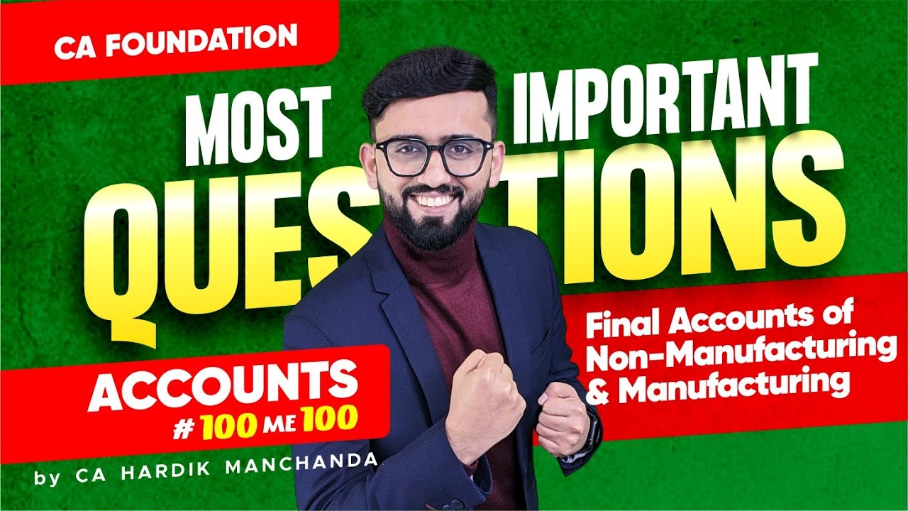 Most Important Questions - Final Accounts | CA Foundation Accounts Marathon | CA Hardik Manchanda