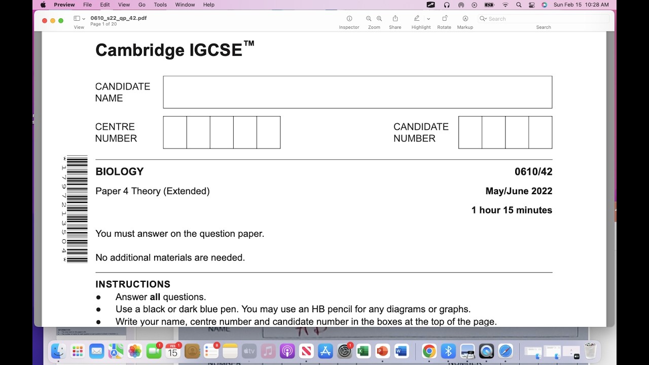 Biology IGCSE May/June 2022 – Paper 4 (Theory) Full Correction (0610/42/M/J/22)