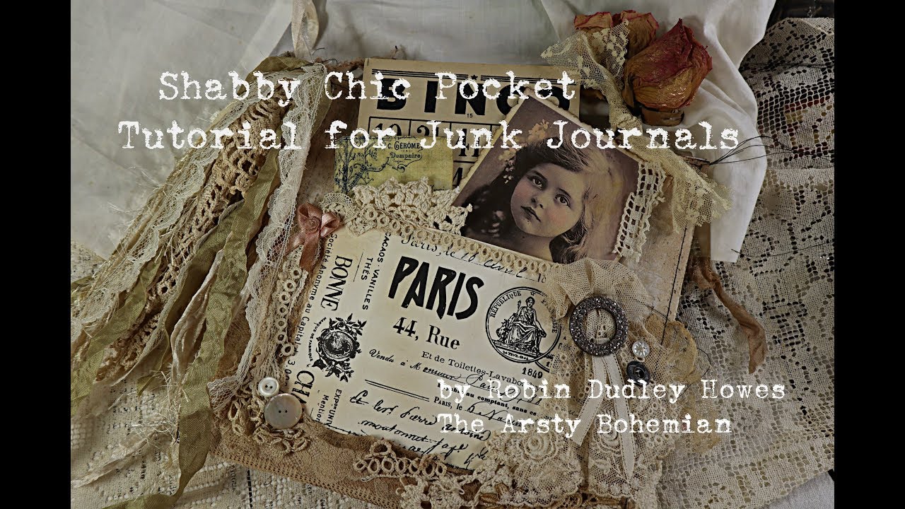 Shabby chic pocket tutorial for Junk Journals and storage