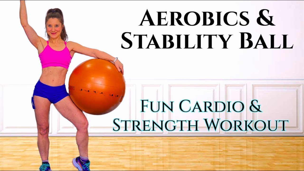 Step Aerobics, Fitness Ball, Dance Aerobics & Lymphatic Tapping Workout & Stretching. Stability Ball