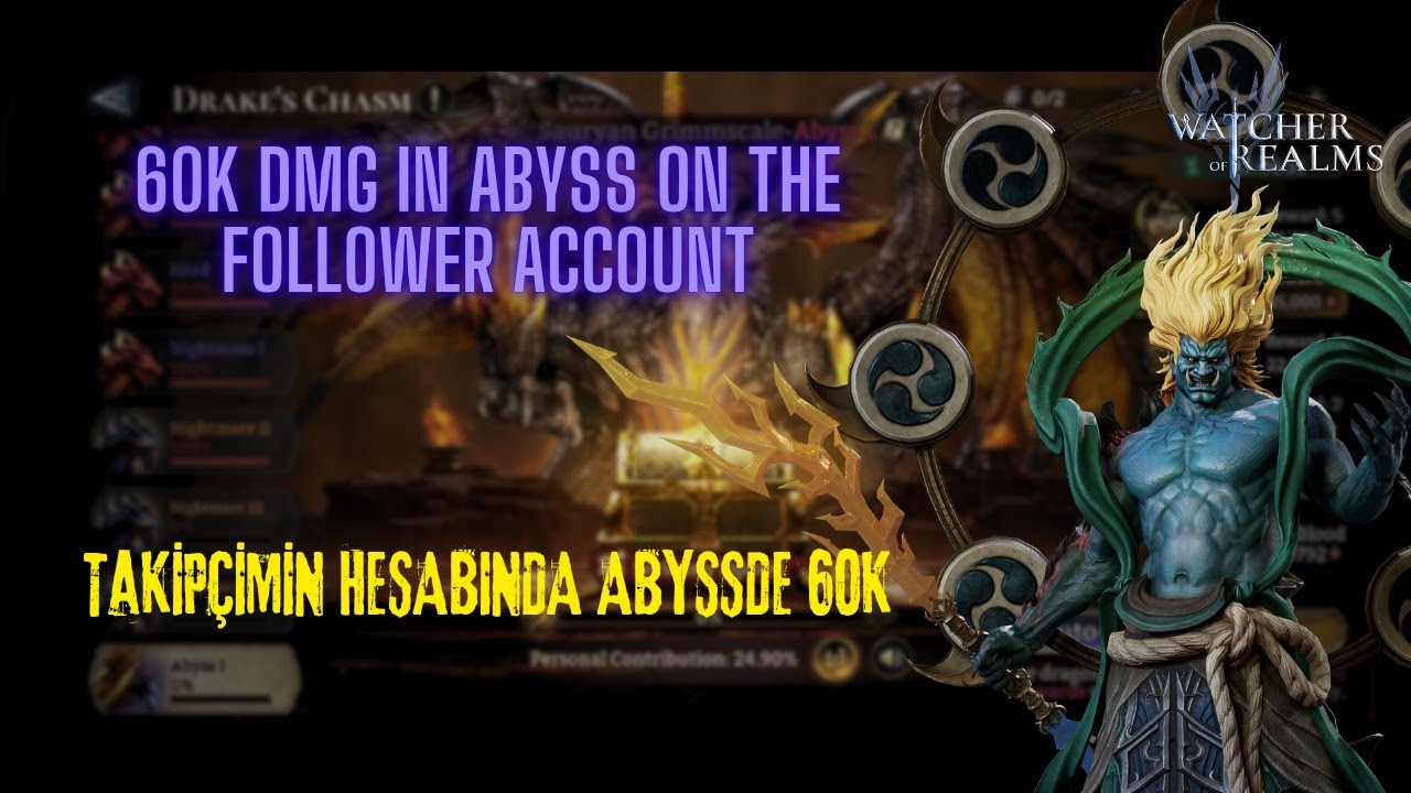60K DMG in Abyss on The Follower Account - Watcher of Realms #watcherofrealms