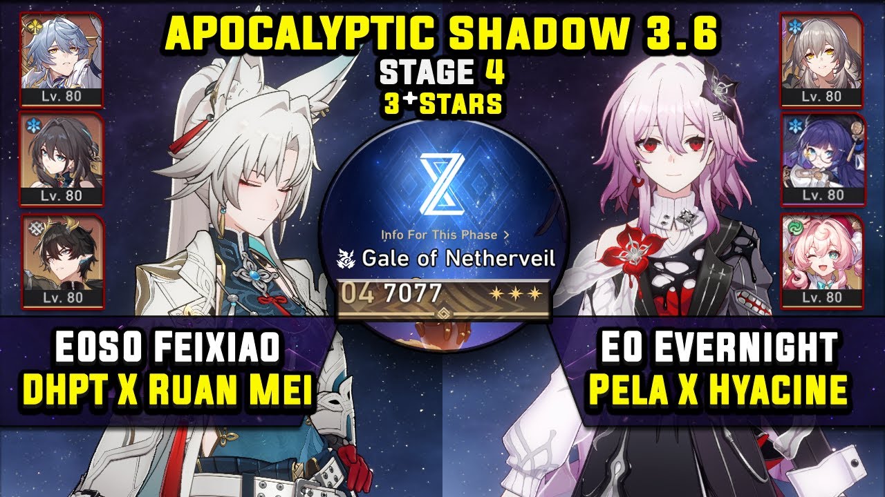 E0 Feixiao Carry с DHPT и E0 Evernight Carry (3 звезды) Apocalyptic Shadow 4 Honkai Star Rail 3.6