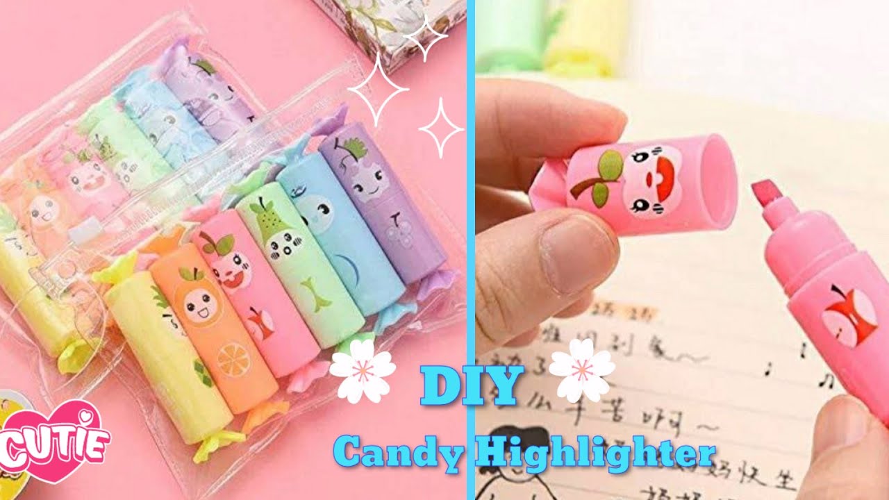 How to make cute Candy highlighter pen / DIY cute Candy pen at home | Homemade pen decoration ideas
