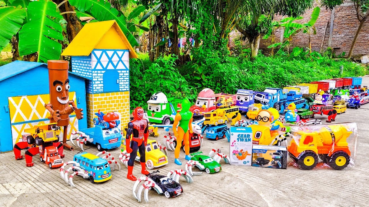 WADIDAW !! Mobil TRUK TRONTON PANJANG Bongkar Mainan Mobil Mobilan Truk Molen, Forklif, Excavator
