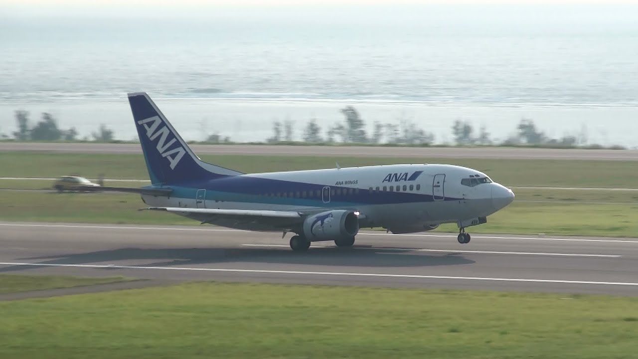 [新石垣空港 出発第１便] ANA WINGS B737-500 JA8419 TAKE-OFF NEW ISHIGAKI Airport 2013.3.7