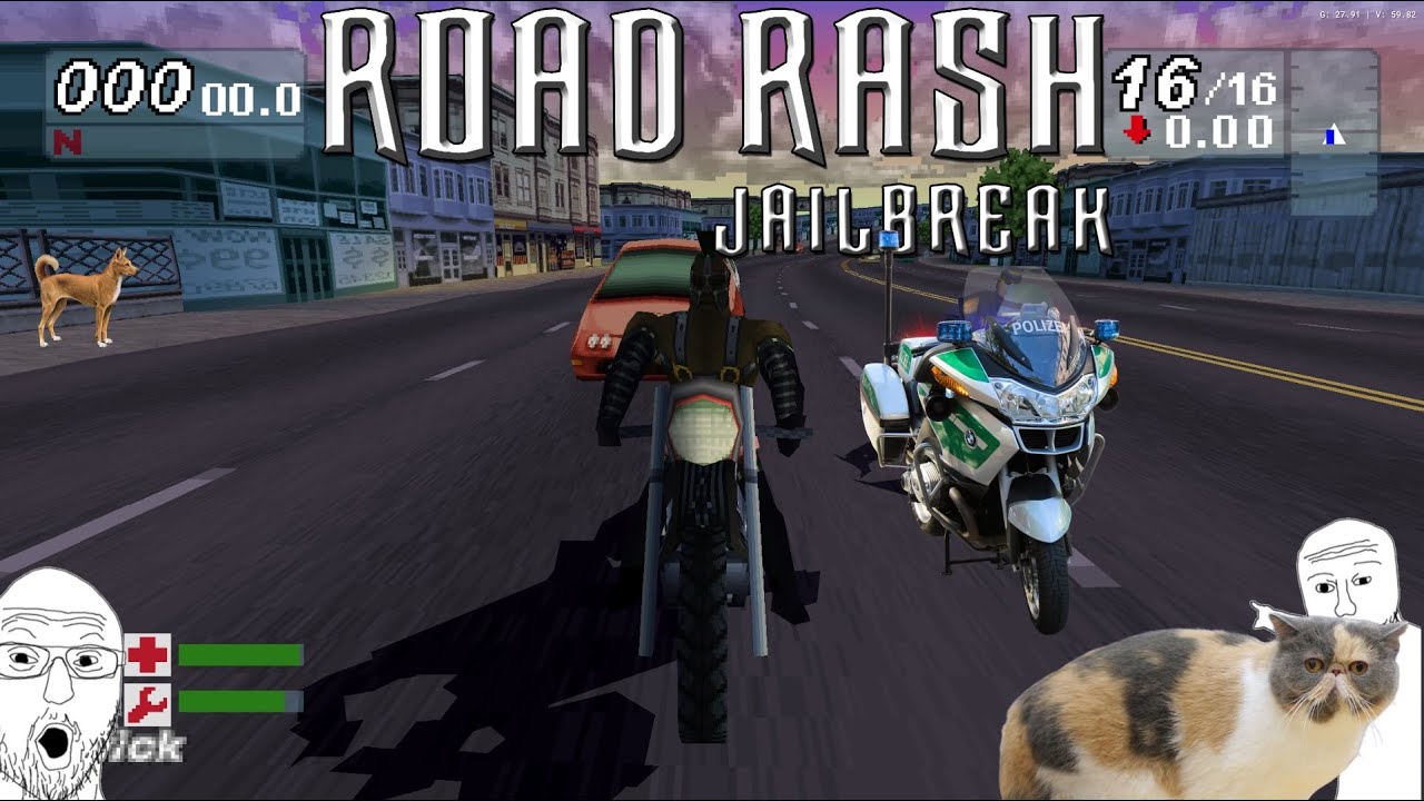 4K60 FPS Road Rash Jail Break SOLO