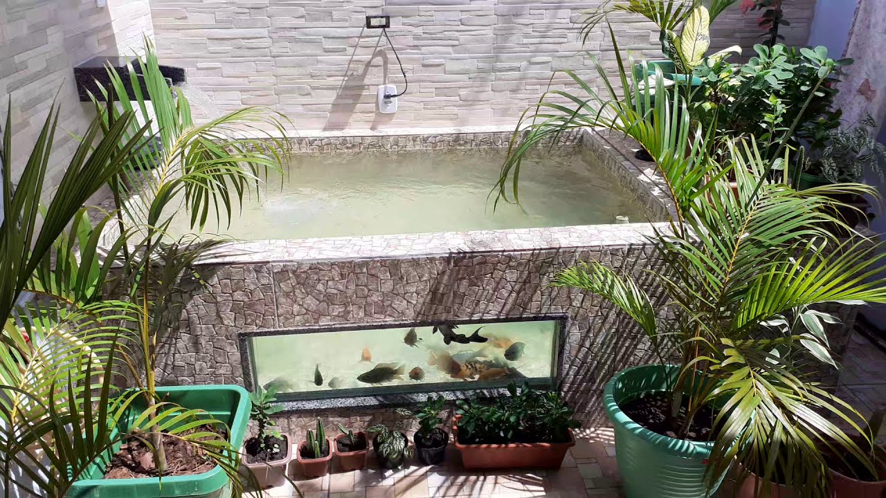 Construído lago de alvenaria com vidro e sump lateral parte 5 FINALIZADO