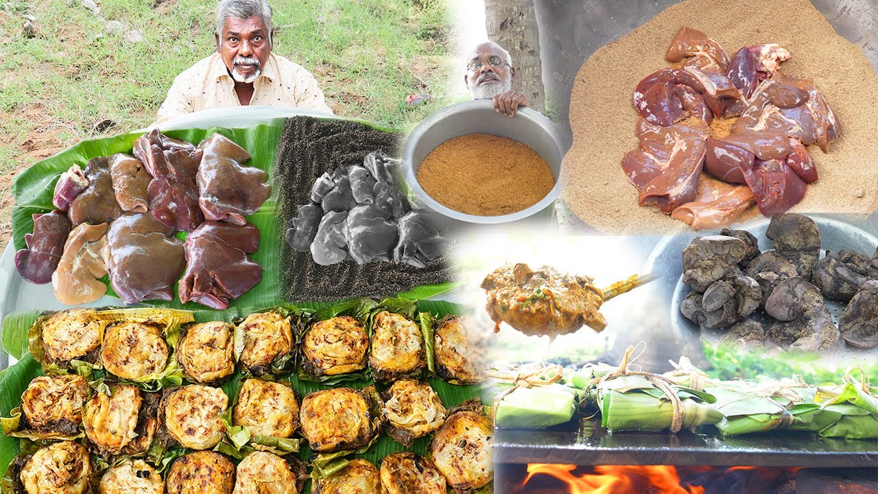 MUTTON LIVER ROASTED BY SAND | Parotta Liver Recipe | Sand Roasted Liver cooking in Village
