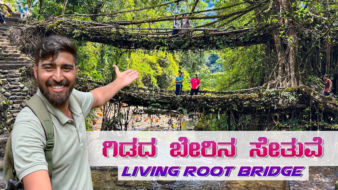 Double Decker Living Root Bridge | ಗಿಡದ ಬೇರಿನ ಸೇತುವೆ natural bridge | cherrapunji,meghalaya kannada