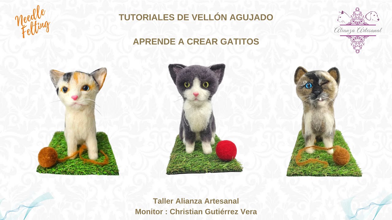 Tutoriales de gatitos en fieltro agujado - Needle felting