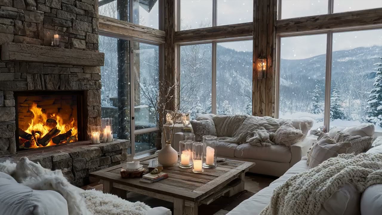 Soft winter ambience fills the room ☕ where quiet thoughts slow and rest gently