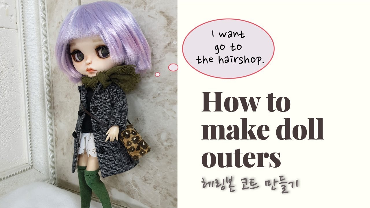 인형 헤링본코트, 크로스백, 양말, 머플러 만들기!! making a blythe doll herringbone coat,muffler, cross bag & socks !!!