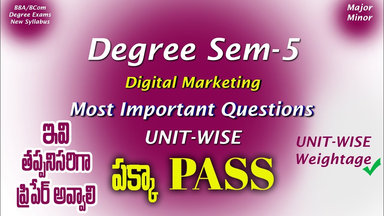 Degree Semester 5 - Digital Marketing Most Important Questions UNIT-WISE Degree BBA/BCom 5sem Exams