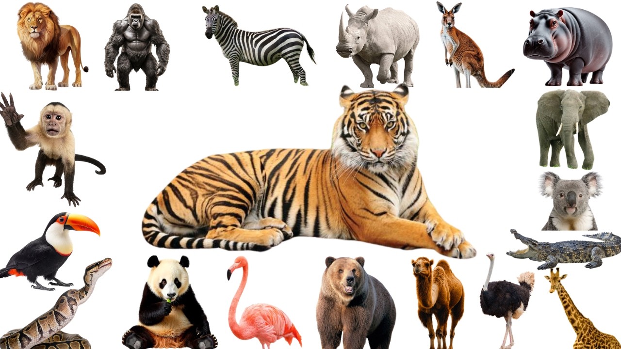 20 Animales del Zoológico para Niños | Leones, Tigres, Jirafas, Elefantes y Más