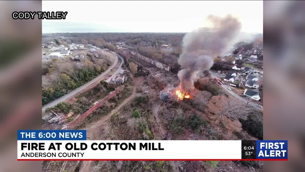 Crews respond to brush fire near historic Anderson textile mill