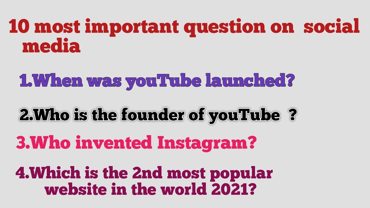 10 MOST IMPORTANT SOCIAL MEDIA QUESTION