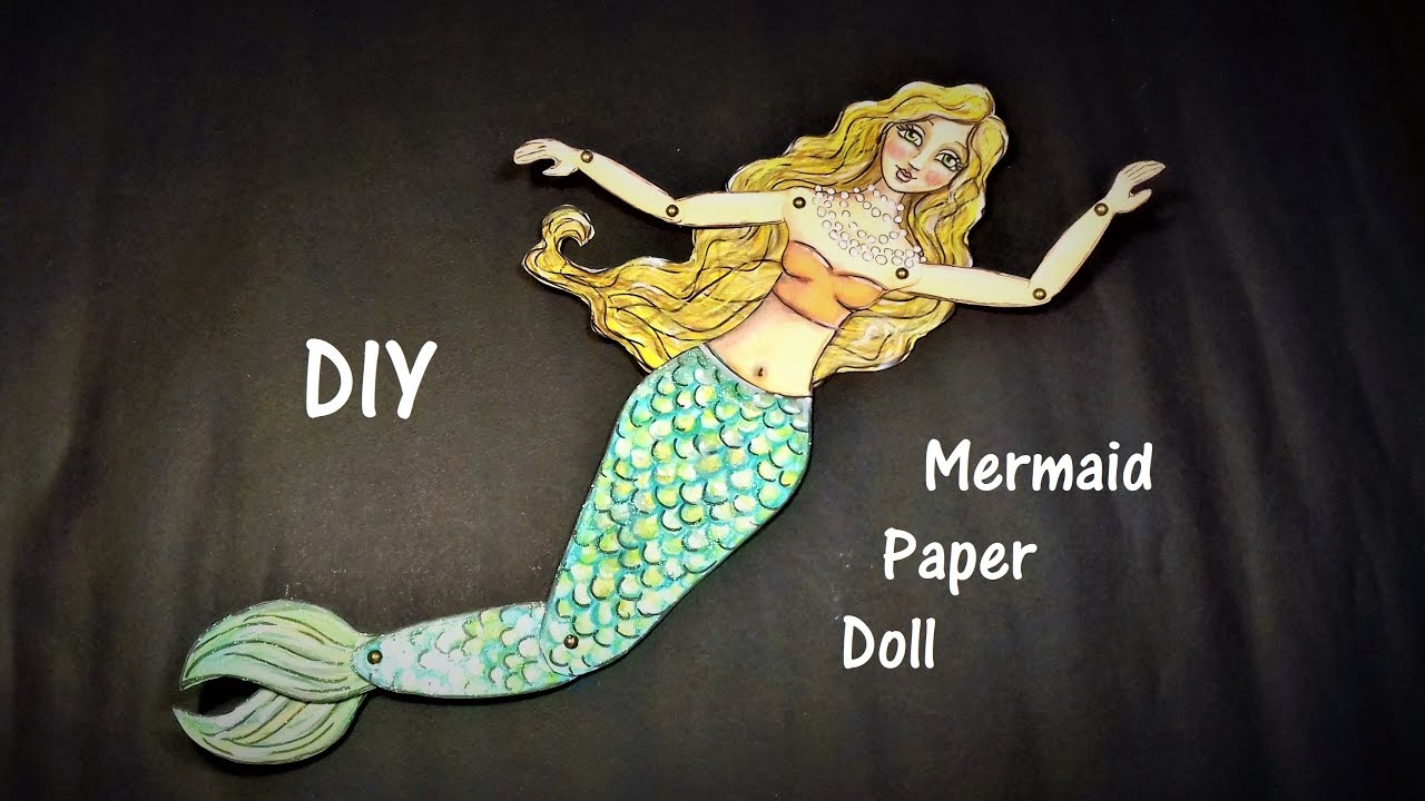 ❤DIY: FREE Printable & Tutorial : Mermaid Paper Doll  for #12MonthsOfMermaids Challenge #April 2017