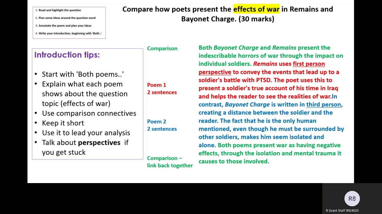 Comparing poems: Remains vs. Bayonet Charge