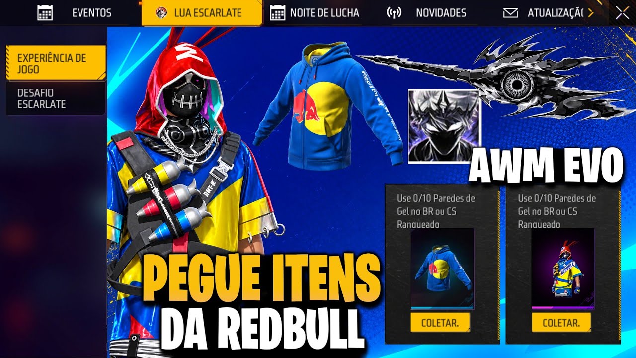 CHEGANDO! PEGUE SUA JAQUETA, NOVA SKIN DA REDBULL E NOVOS ITENS DO MAT&Eacute;RIA ESCURA NO FREE FIRE