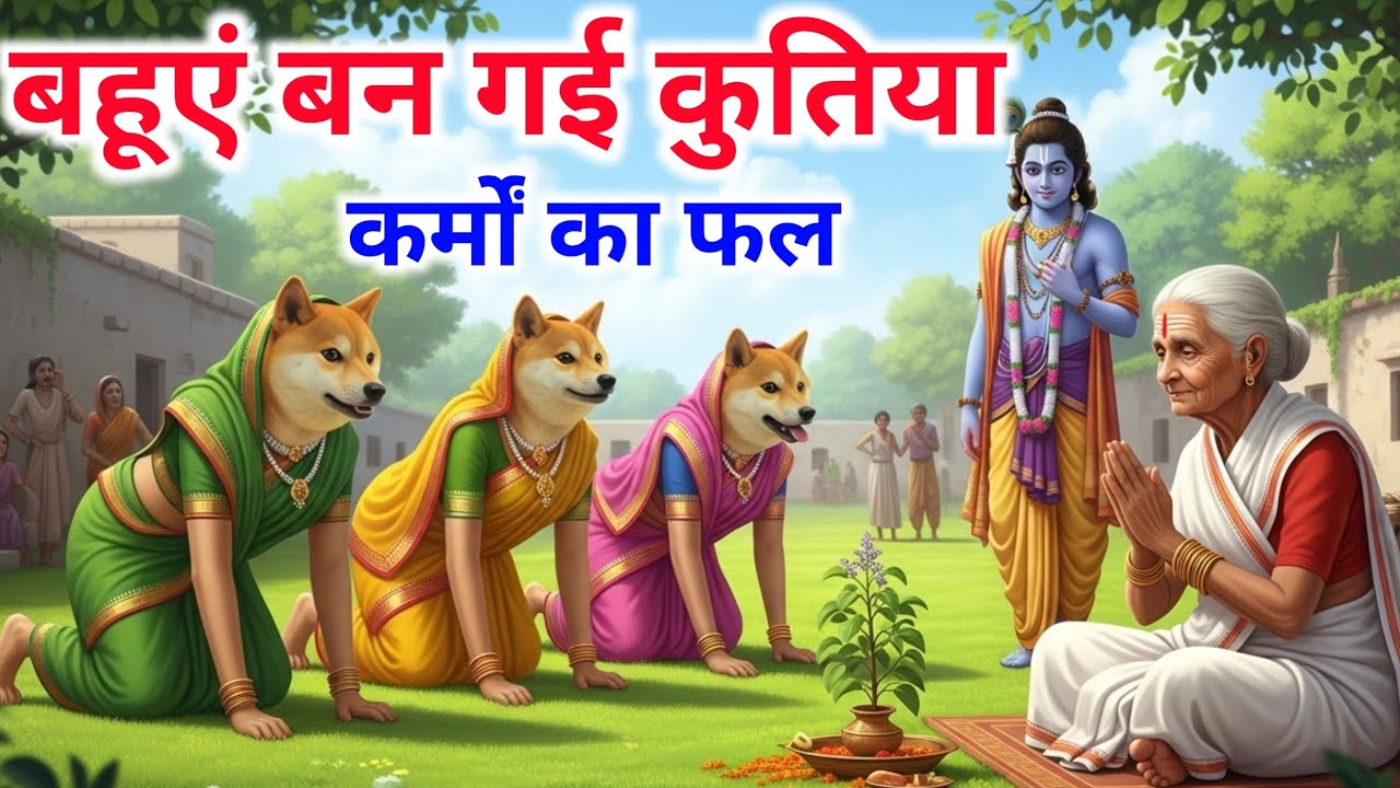 श्री कृष्ण- तीन बहुएं बन गई कुत्तिया  कार्तिक माह का चमत्कार | बुढ़िया की सच्ची कथा”#ShreeKrishna