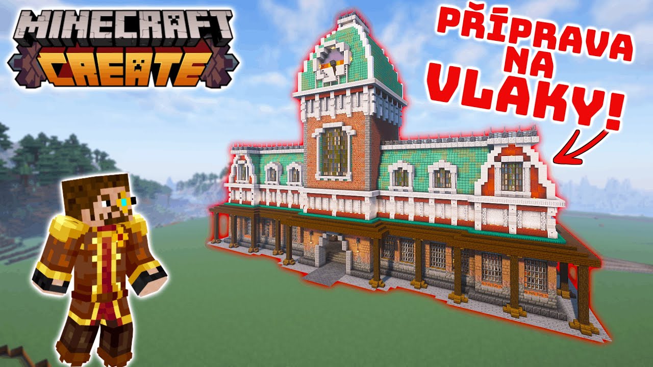 Postavil jsem VLAKOVÉ NÁDRAŽÍ v Minecraft Create mod [#13]