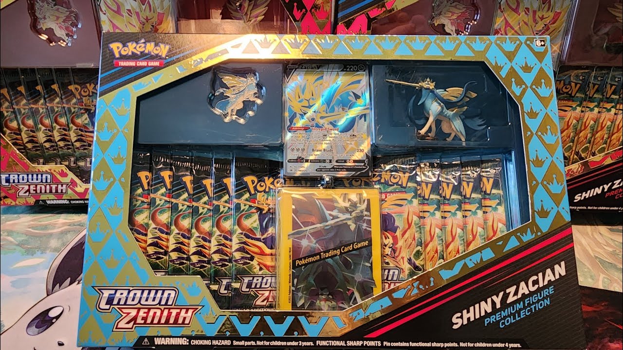 Opening Crown Zenith Shiny Zamazenta and Zacian Premium Figure Collection x3 Discount Pokemon Cards