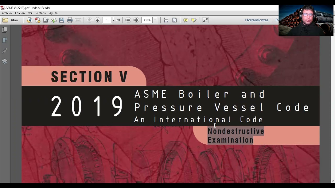 Clínica código. ASME seccion V - Articulo 6 Tintas Penetrantes. Ed - 2019.