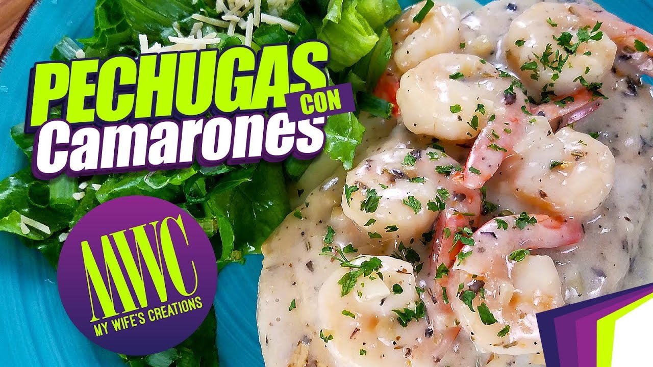 Pechugas de pollo con camarones en salsa blanca