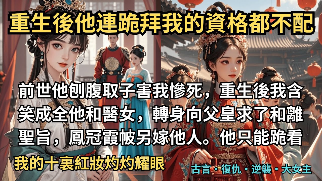 【古言復仇】完結爽文，前世駙馬刨腹取子害我慘死，重生後我含笑成全他從外面領回來的醫女，轉身向父皇求了和離聖旨，鳳冠霞帔另嫁他人。他只能跪看我的十裏紅妝灼灼耀眼#復仇 #逆襲 #爽文 #古風小說