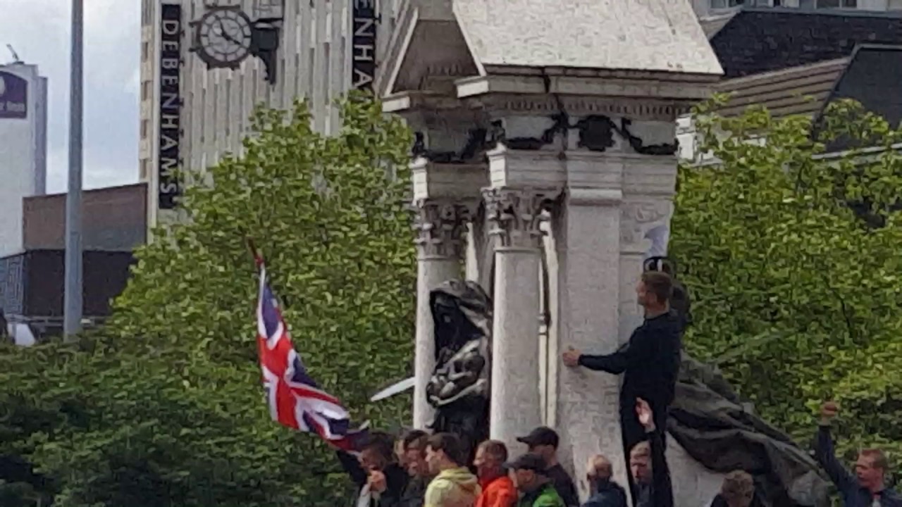 March Against Hate, 11th June 2017 - English Flag Flown High At Manchester Peace Gardens