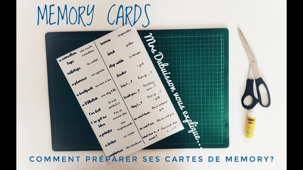 MEMORY CARDS Tutoriel pour préparer ses cartes
