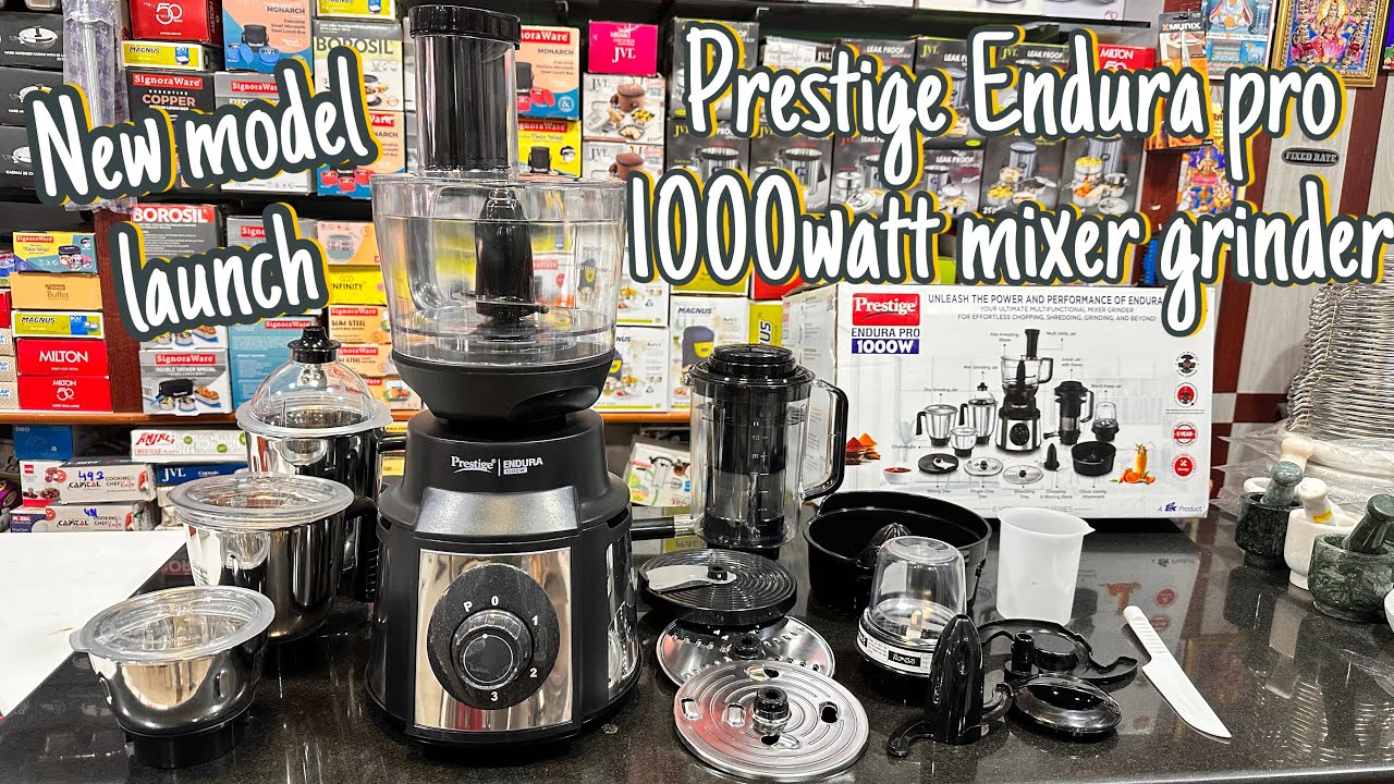 Prestige Endura Pro Multi Functional food processing attachments Watts 1000 Juicer Mixer Grinder