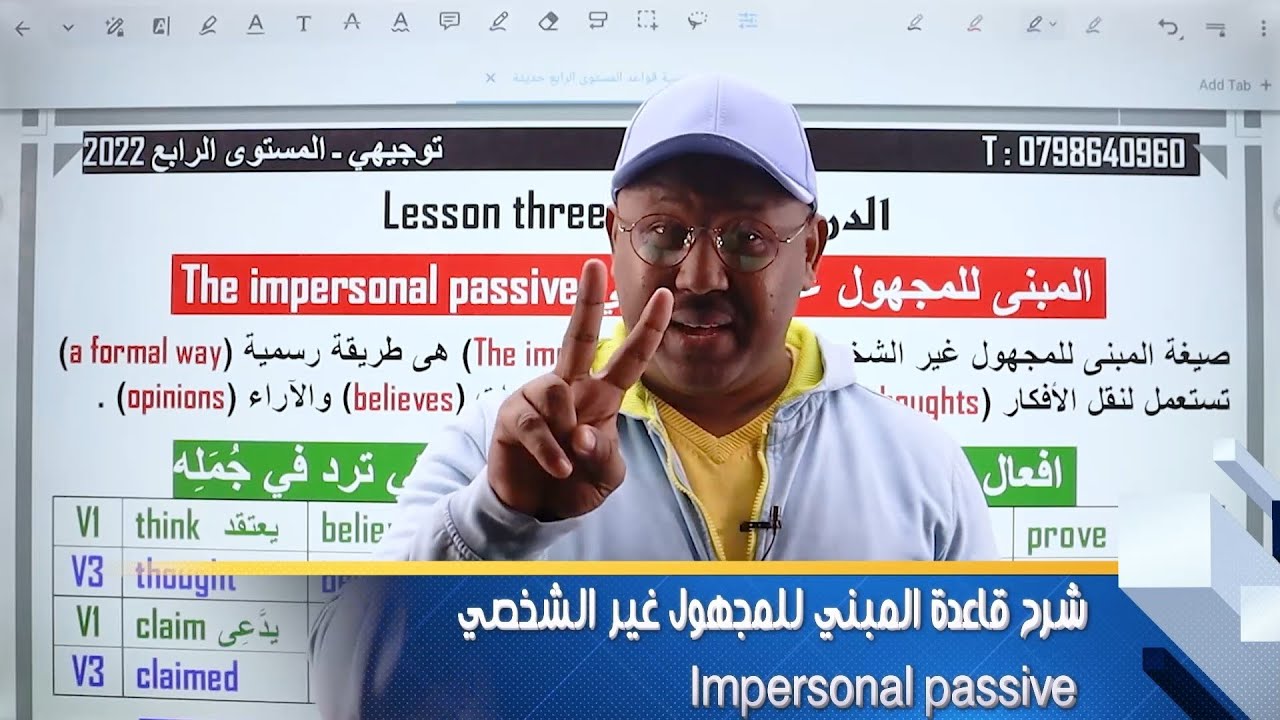 شرح قاعدة المبني للمجهول غير الشخصي the impersonal passive توجيهي جيل 2006