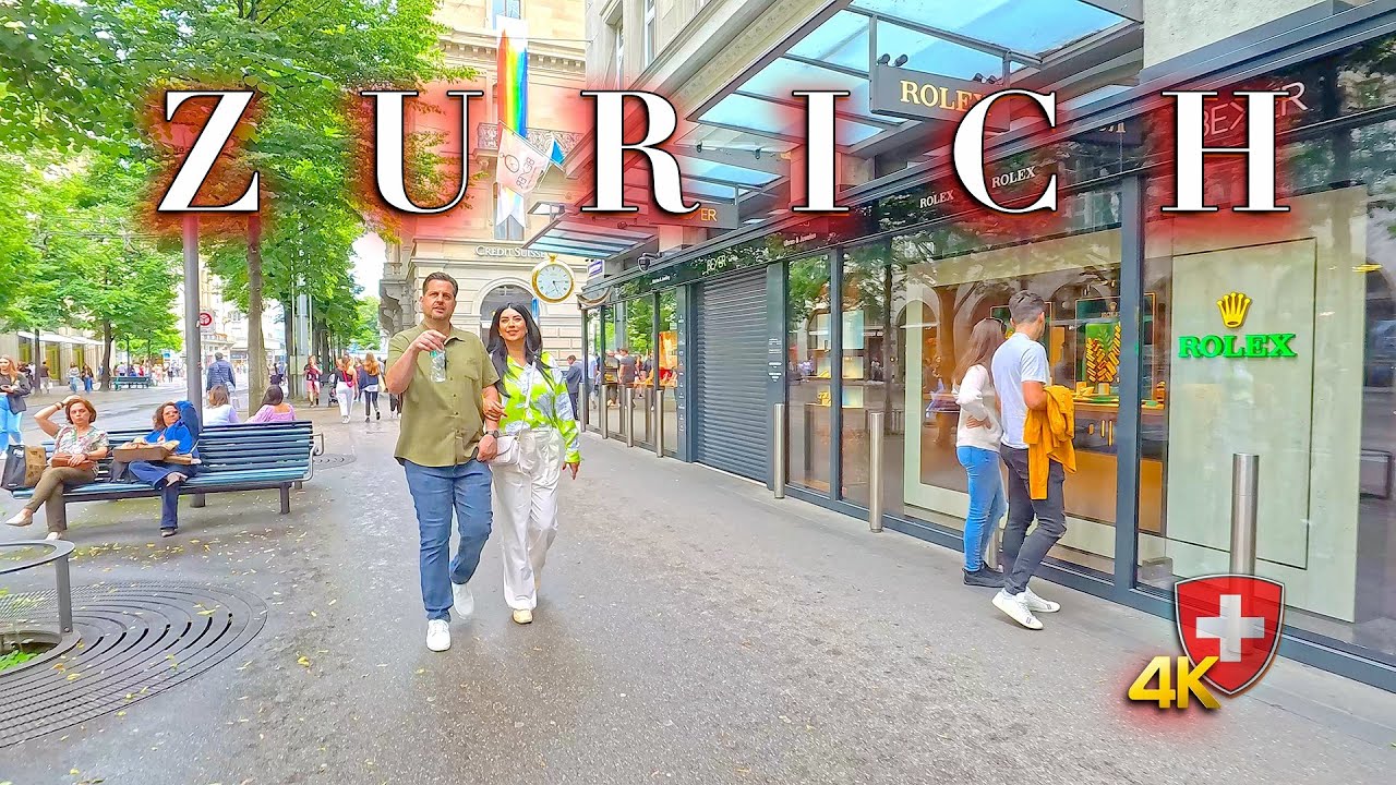 Switzerland Zurich 🇨🇭 Exploring the Beauty of Bahnhofstrasse Shopping street walking tour 4K 60fps