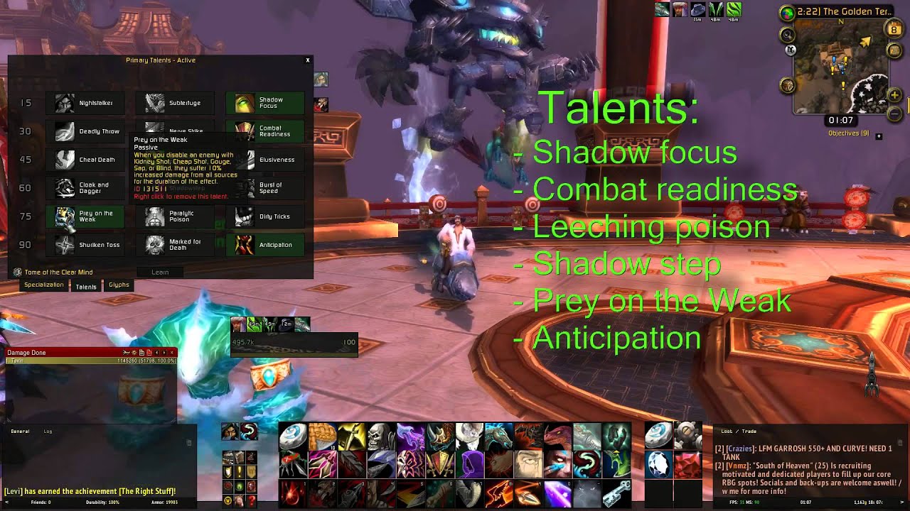 WOW 5.4.8 Sublety Rogue talent and one button macro tutorial