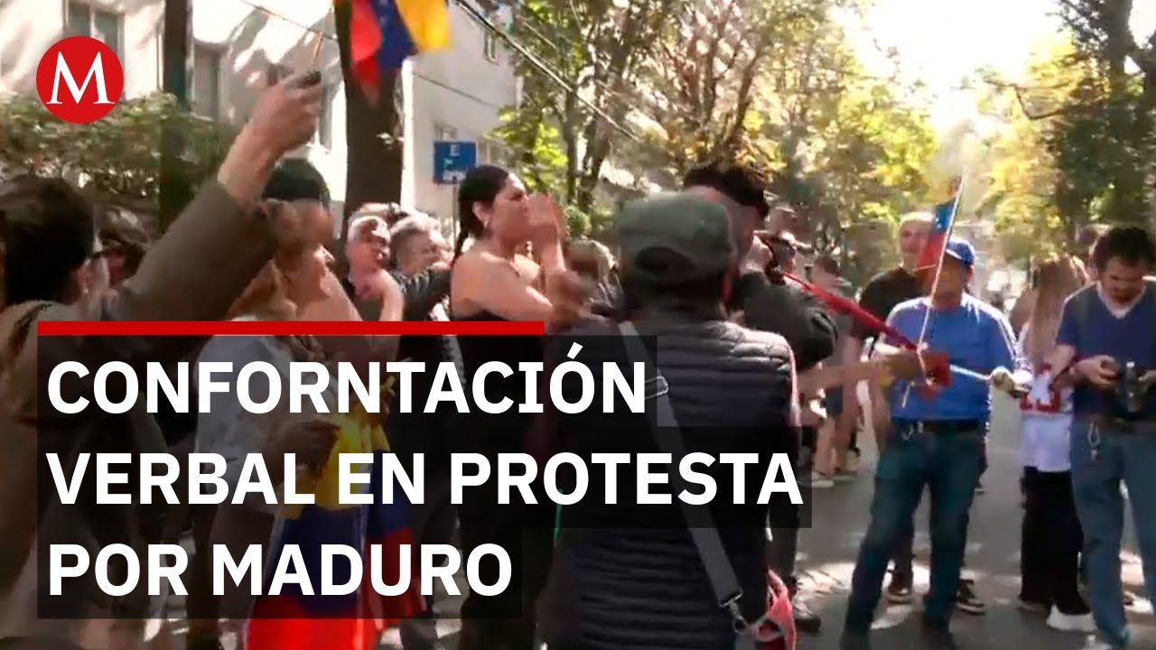Enfrentamiento entre manifestantes frente a embajada de Venezuela en M&eacute;xico