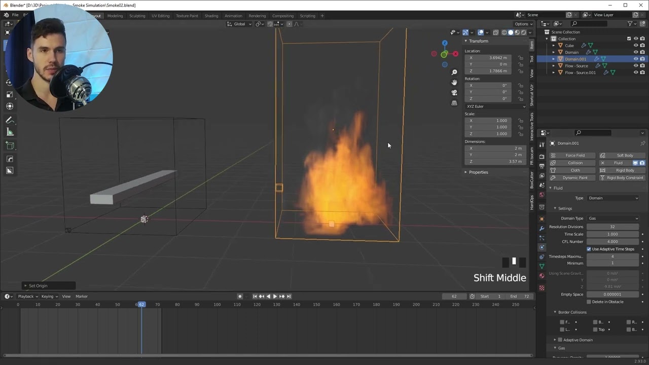 119  Симуляция Дыма и Огня в Blender 2 9   Mantaflow   Разбор основных параметров   Уроки на русском