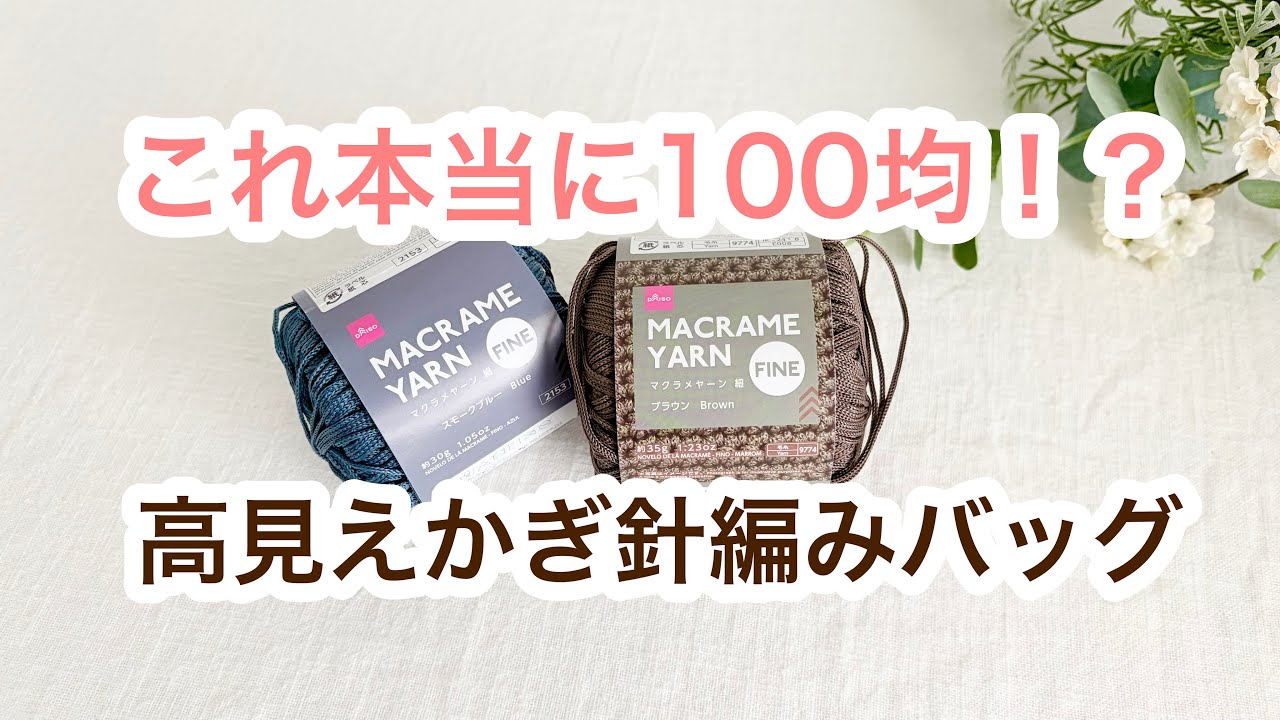 【初心者オッケー🔰】ダイソー マクラメヤーンで細編みだけの簡単バイカラーバッグが編めました♡crochet bag tutorial