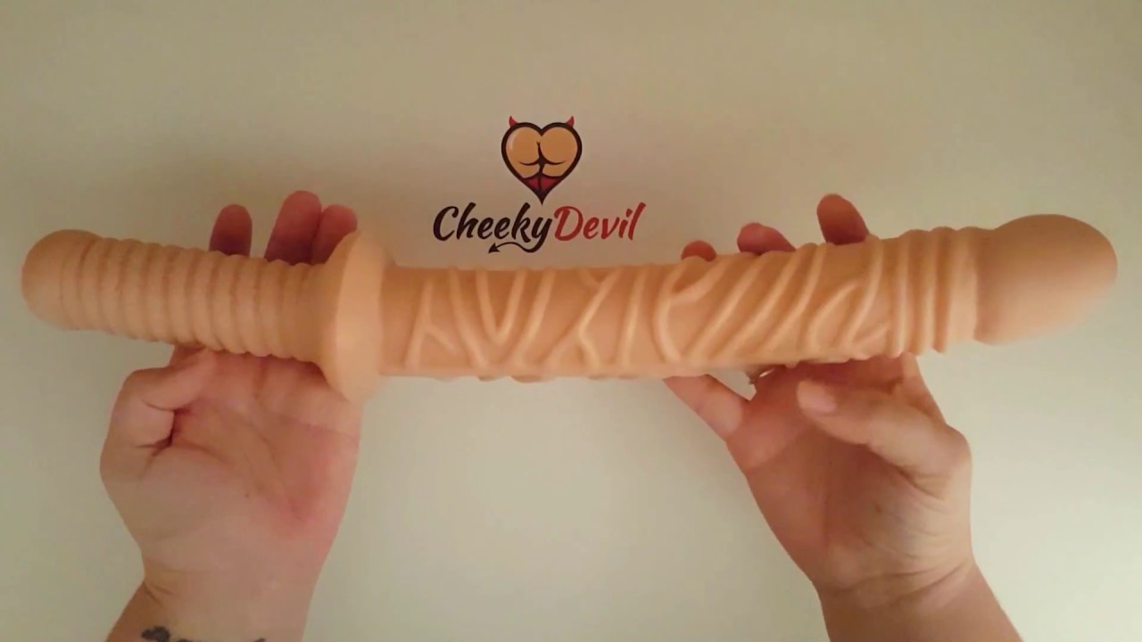 16 Inch Ribbed Flesh Double dildo - Cheeky Devil Toys