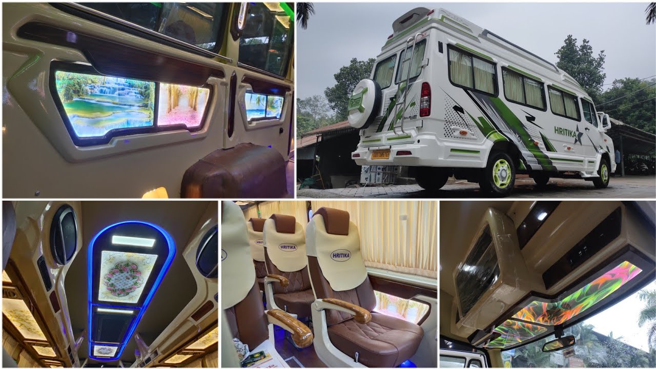 BS6 TRAVELLER INTERIOR GLASS WORK, LUXURY PUSHBACK SEAT WITH FULL WORK FROM JOSH DEZIGNS... video 47